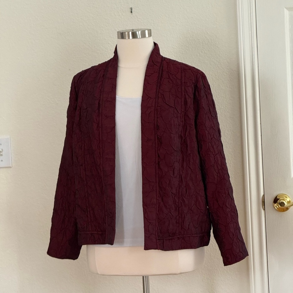 Chico's Deep Burgundy Textured Blazer Size 16 (Chico’s size 3) - Picture 10 of 16